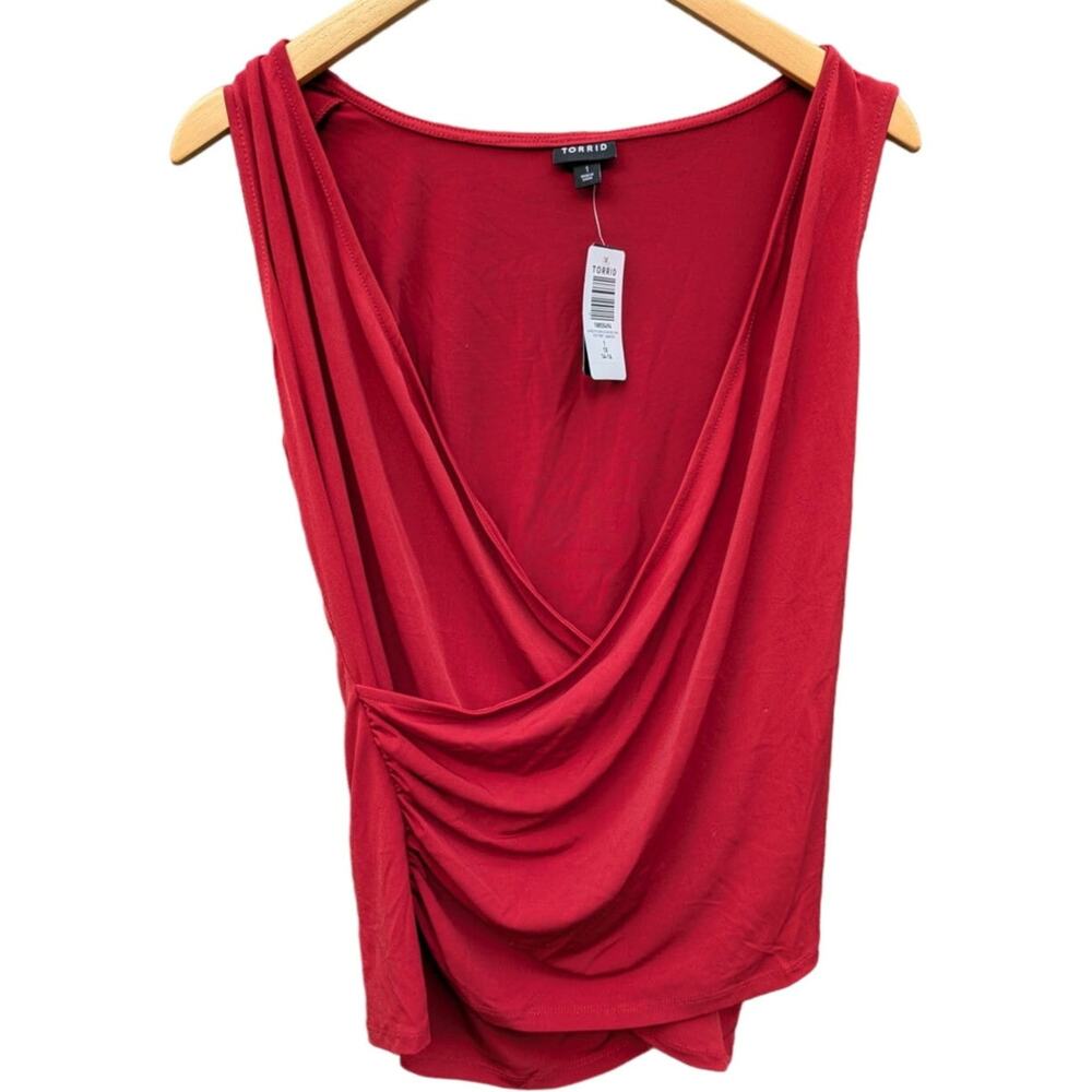 NWT Plus Size 1X Torrid Women Red Surplice Blouse Professional Office Holiday